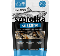 UNISZKI SZPROTKA suszona ryba miękki naturalny przysmak psa kota ryby 40g