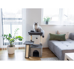 KERBL Drapak piętrowy legowisko budka domek kota czarny szary 76x42x34cm