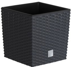 PROSPERPLAST Doniczka rattanowa czarna + wkład mrozoodporna 32 x 32,5 cm