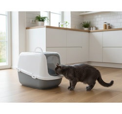 SAVIC JUMBO Kuweta toaleta kota duża kryta z filtrem maine coona szara 58,5
