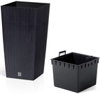PROSPERPLAST Doniczka rattanowa wysoka czarna wkład mrozoodporna 32,5x 61cm