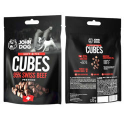 JOHN DOG Soft Cubes koreczki 95% wołowina szwajcarska przysmak psa 120g