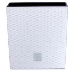 PROSPERPLAST Doniczka rattanowa biała + wkład mrozoodporna 26,2 x 26,6 cm