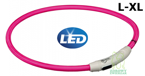 TRIXIE Obroża psa LED świecąca migająca do przycięcia USB różowa 65cm L-XL