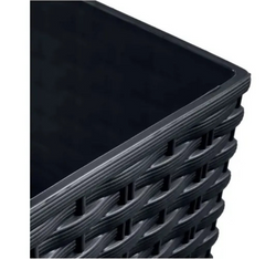 PROSPERPLAST Doniczka rattanowa z nawodnieniem czarna mrozoodporna 51,4 cm