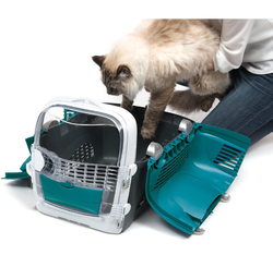 CATIT CABRIO transporter psa kota otwierany z góry do 11kg 51cm turkusowy