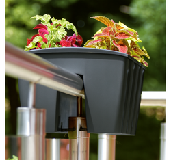 PROSPERPLAST Crown Doniczka balkonowa zawieszana na balustradę czarna 58 cm