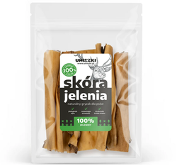 UNISZKI SKÓRA JELENIA suszona naturalny gryzak przysmak psa do żucia 100g