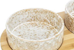 TRIXIE Miski ceramiczne psa kota stojaku drewnianym miska wodę karmę 0,8 L
