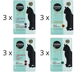 COSMA Soup Zupa różne smaki przysmak kota mokra karma MIX BOX II 12szt x40g