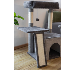 KERBL Drapak piętrowy legowisko budka domek kota czarny szary 76x42x34cm