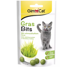 GimCat GRAS BITS tabletki z TRAWĄ mlekiem witaminą D3 przysmak kota 40g