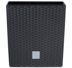PROSPERPLAST Doniczka rattanowa czarna + wkład mrozoodporna 26,2 x 26,6 cm