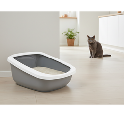 SAVIC ASEO JUMBO Kuweta z ramką duża wysoka toaleta kota otwarta szara 67,5