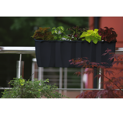 PROSPERPLAST Crown Doniczka balkonowa zawieszana na balustradę czarna 58 cm