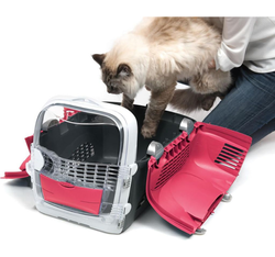 CATIT CABRIO transporter psa kota otwierany z góry do 11kg 51cm wiśniowy
