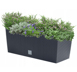 PROSPERPLAST Doniczka rattanowa z nawodnieniem czarna mrozoodporna 51,4 cm