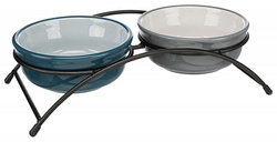 TRIXIE Miski ceramiczne na stojaku dla psa miska na wodę karmę 2x1,6 L