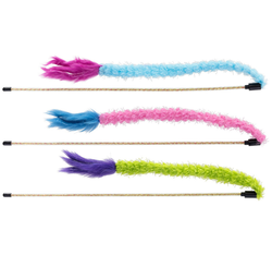 KERBL Wędka z kosmatym ogonem kolorowa zabawka dla kota 90 cm