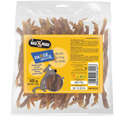 HAU MIAU Kaczka 92% suszone mięso kaczki paski przysmak dla psa 500g 0,5kg