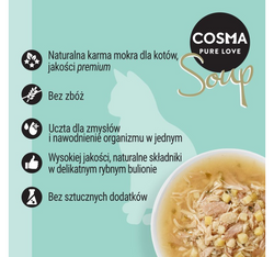 COSMA Soup Zupa różne smaki przysmak kota mokra karma MIX BOX I 12 szt x40g