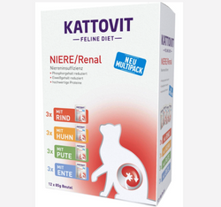KATTOVIT MULTIPAK RENAL mokra karma kota z chorobą nerek MIX smaków 12 szt.