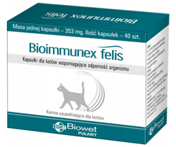 Bioimmunex Felis Biowet Kapsułki dla kotów wspomagające odporność 40 szt.