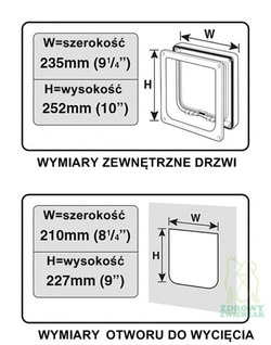 Drzwi klapka dla dużego kota Maine Coona psa białe
