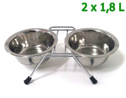 Miski na stojaku chromowanym dla psa 2 x 1,8L