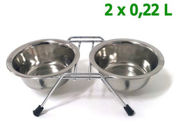 Miski na stojaku chromowanym dla psa kota 2x 0,22L