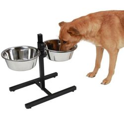 Miski na stojaku regulowanym dla psa 2 x 1,8 L 